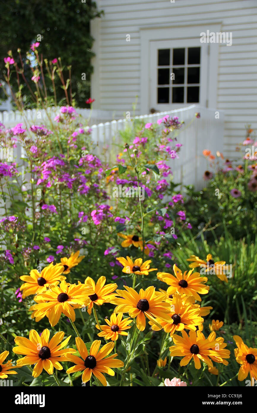 Fleurs près de l'Old Deerfield Visitor Centre, Deerfield, Massachusetts, United States Banque D'Images