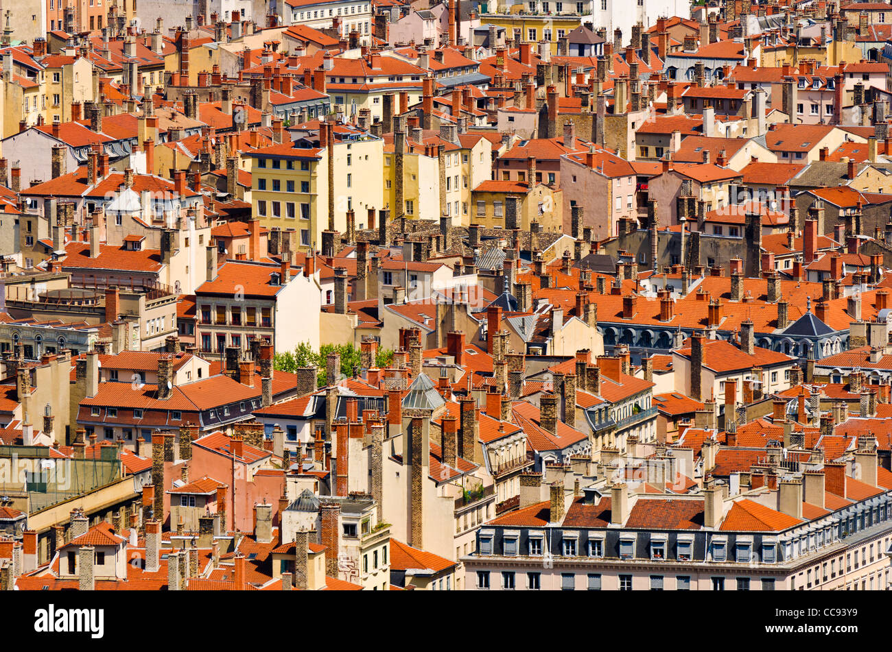 Vieille ville Vieux Lyon à partir de la colline de Fourvière, la France (Site du patrimoine mondial de l'UNESCO) Banque D'Images