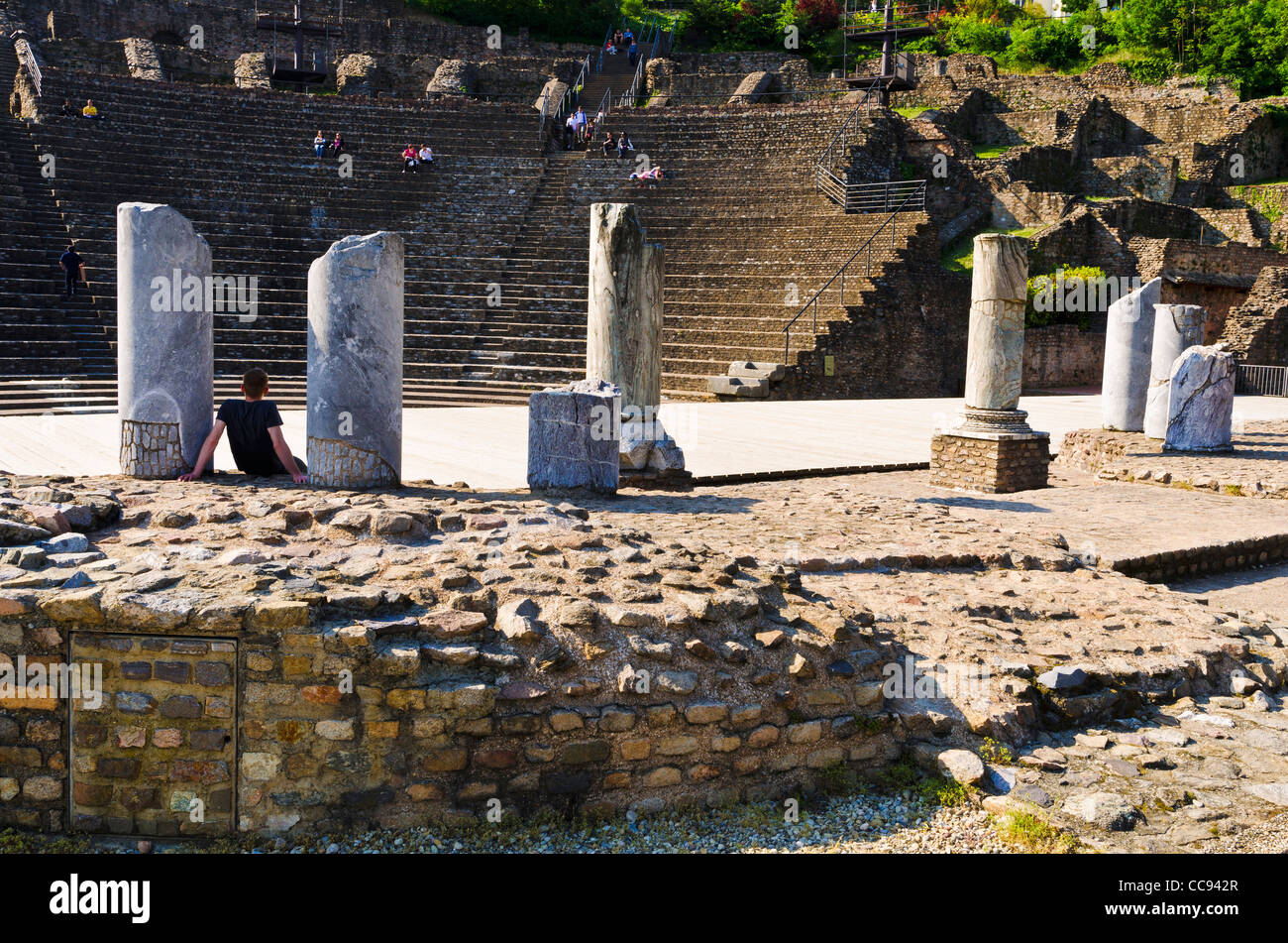 Le théâtre romain sur la colline de Fourvière, Lyon, France (Site du patrimoine mondial de l'UNESCO) Banque D'Images