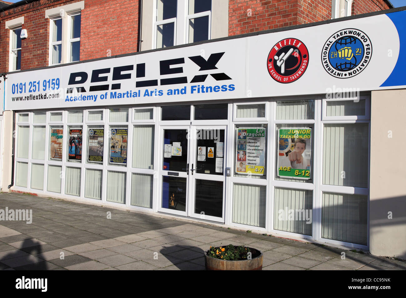 Académie des arts martiaux de réflexe et de remise en forme, Whitley Bay North East England, UK Banque D'Images