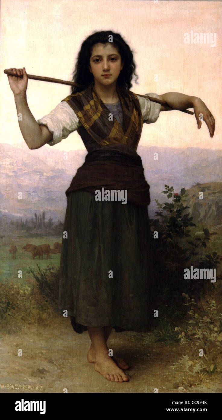 William Adolphe Bouguereau Pastourelle xixème siècle école française Banque D'Images