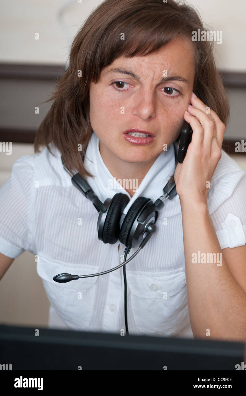 Au téléphone - Travail à domicile Banque D'Images