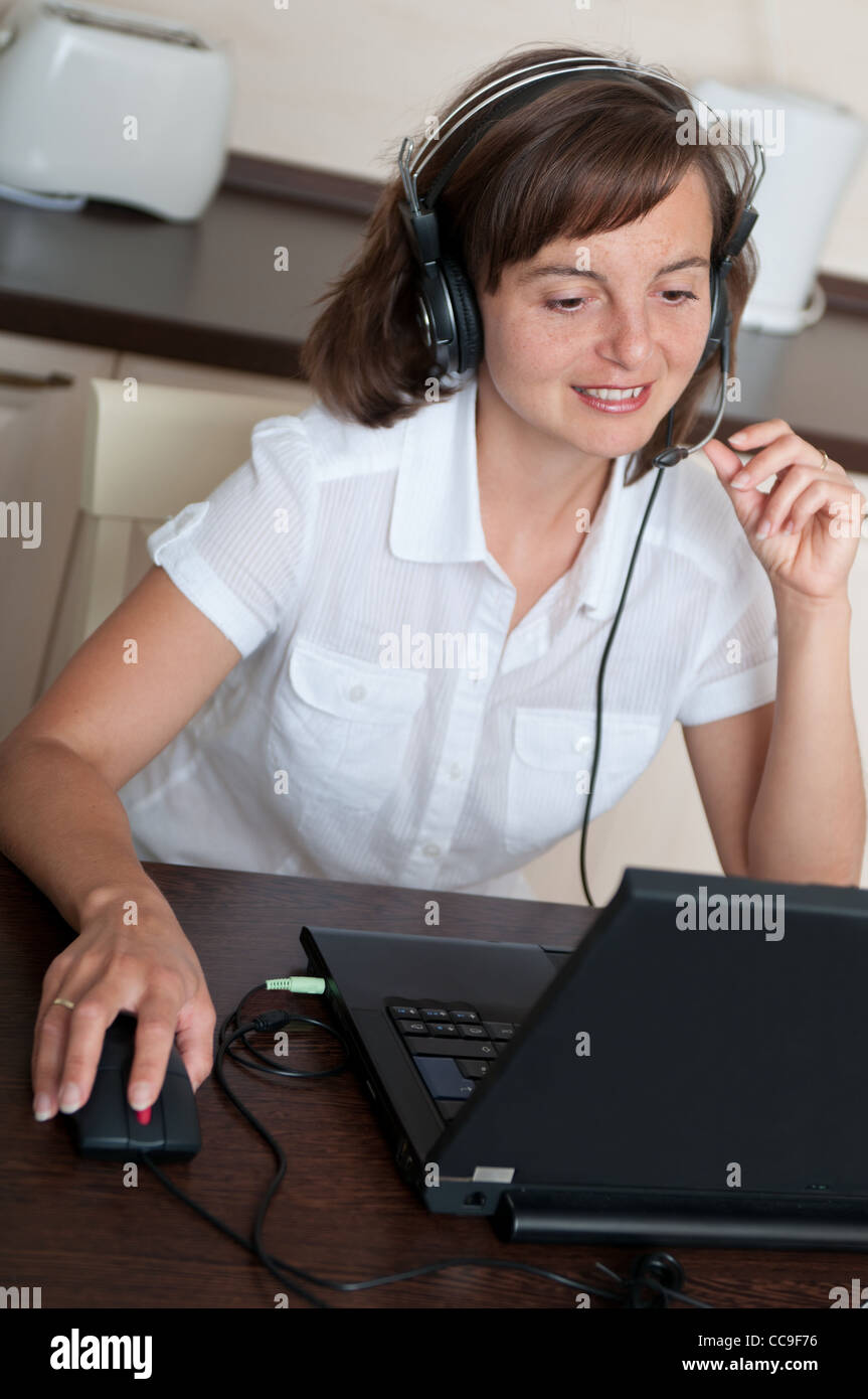 Conférence téléphonique - travail à domicile Banque D'Images