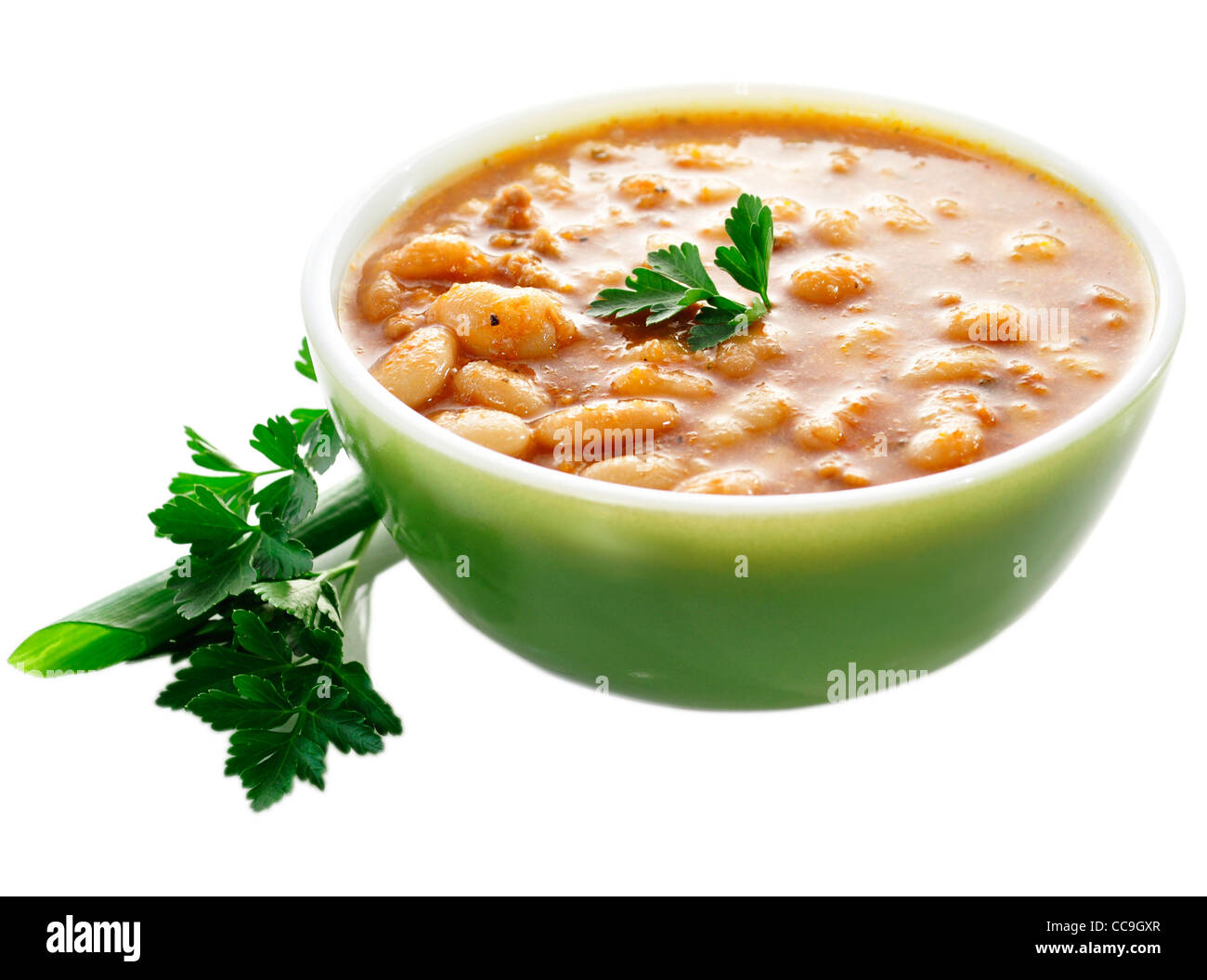 Un bol de soupe aux haricots Banque D'Images