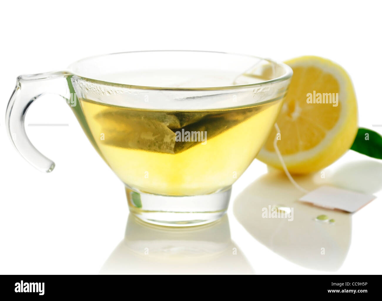 Du thé vert et de citron frais Banque D'Images