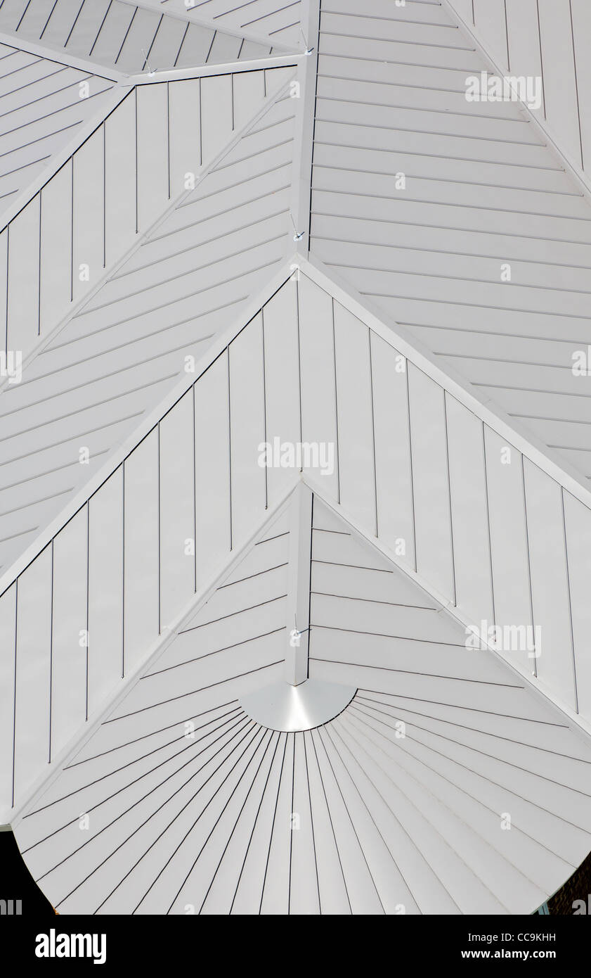 Conception de toit métallique crée des motifs et des lignes abstraites. Banque D'Images
