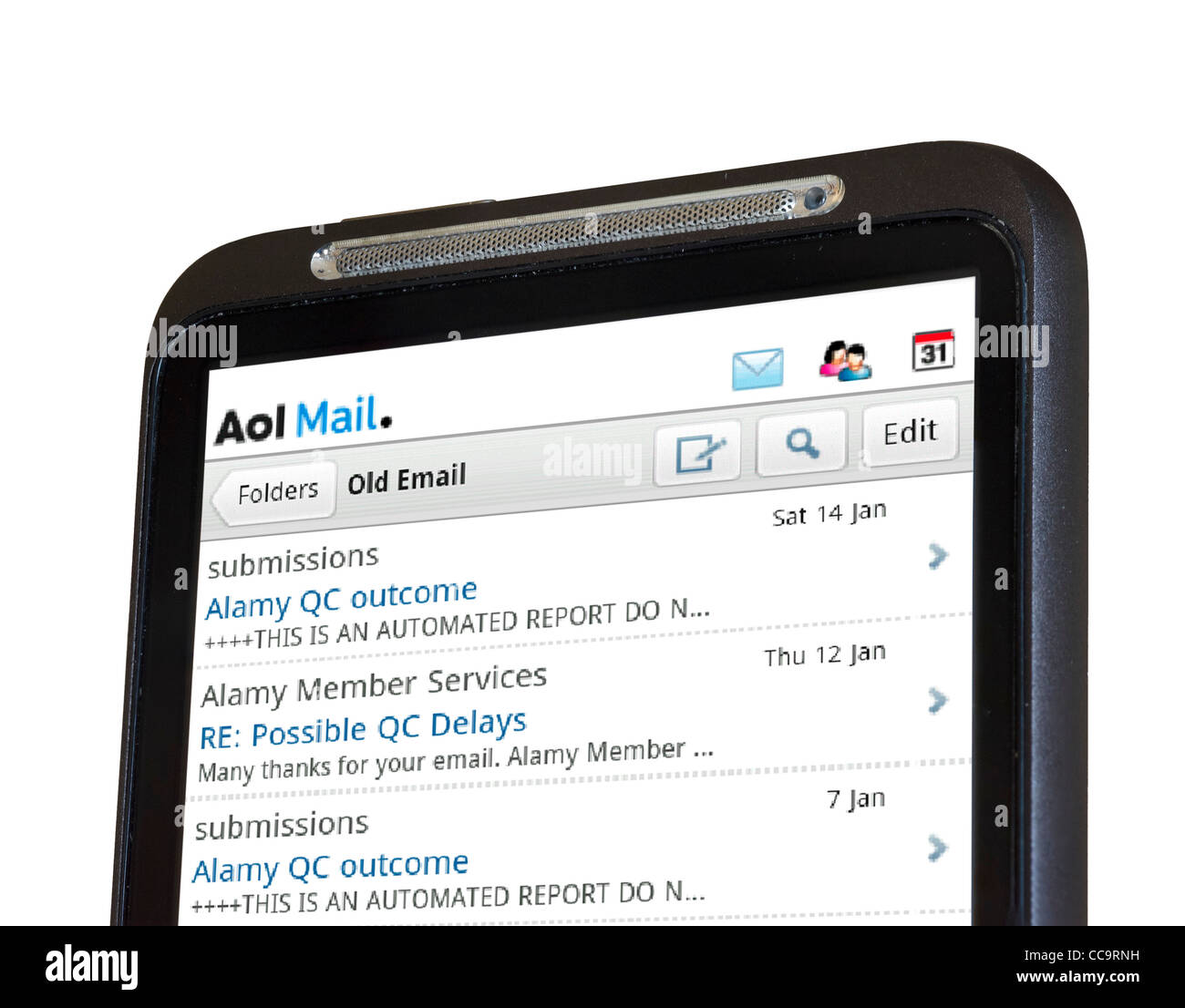 AOL Mail boîte de réception sur un smartphone HTC Photo Stock - Alamy