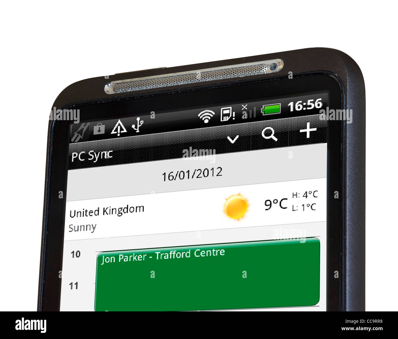 Dans le calendrier du journal sur un smartphone HTC Banque D'Images