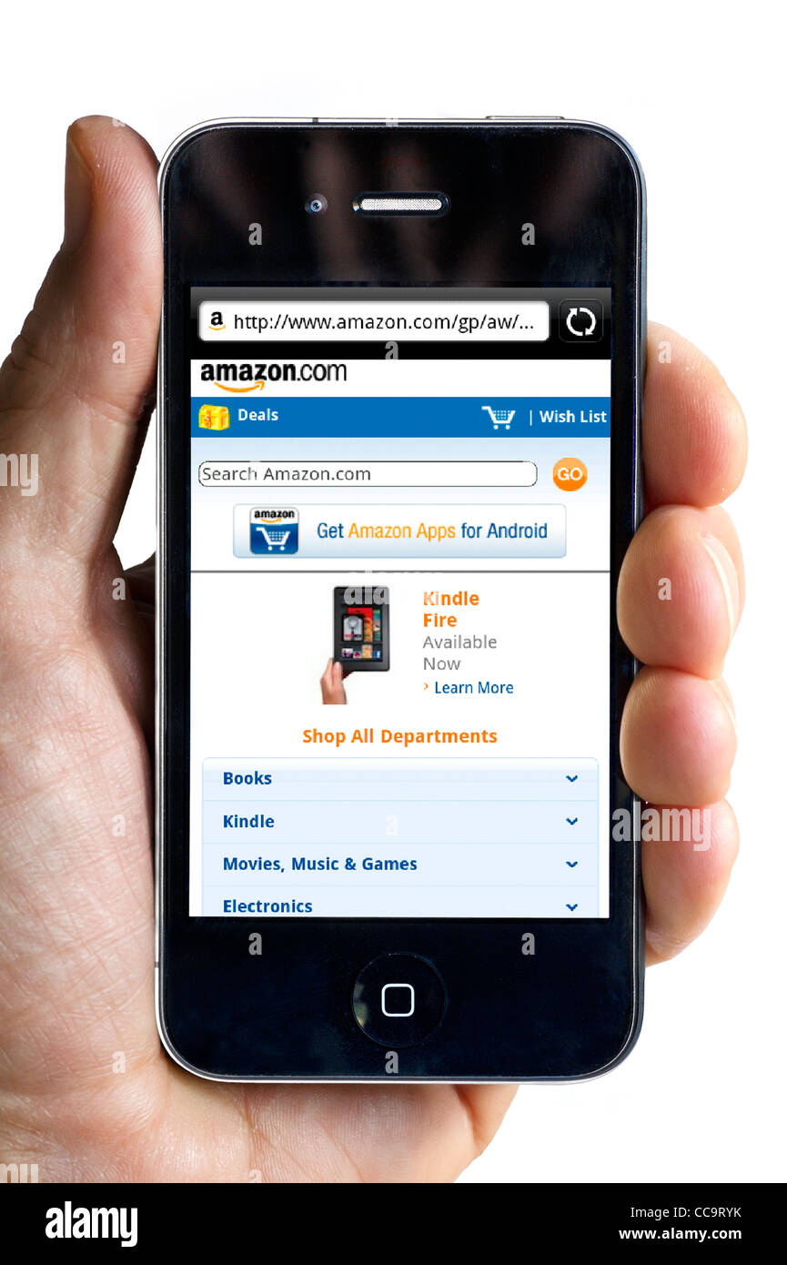 Achat en ligne à l'amazon.com site sur un smartphone Apple iPhone 4 Photo  Stock - Alamy