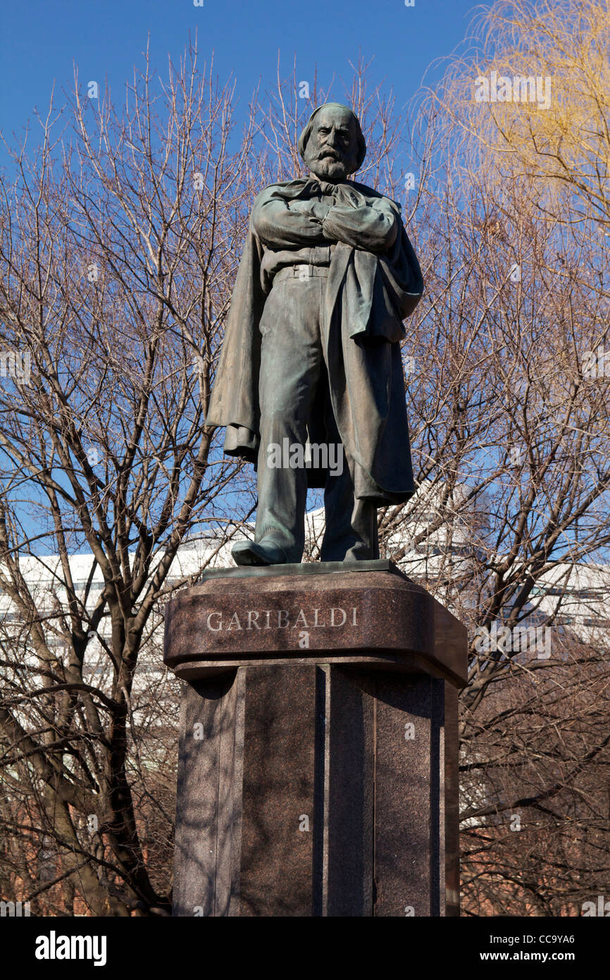 Statue de Giuseppe Maria Garibaldi Garibaldi, Parc. Quartier de la petite Italie Chicago Illinois. Banque D'Images