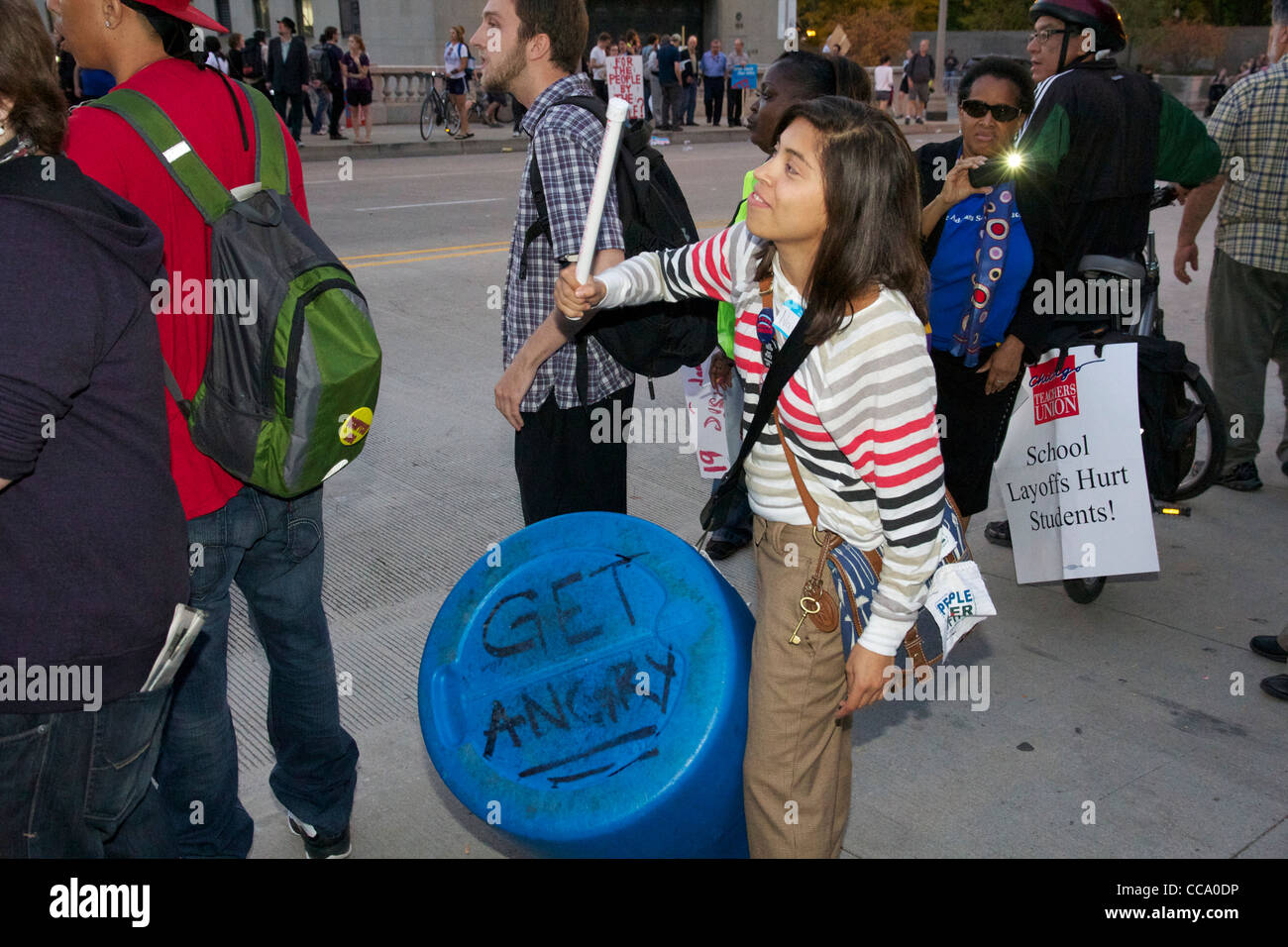 Chicago occupent les manifestants. Take Back Chicago rally. Le 10 octobre 2011. Banque D'Images