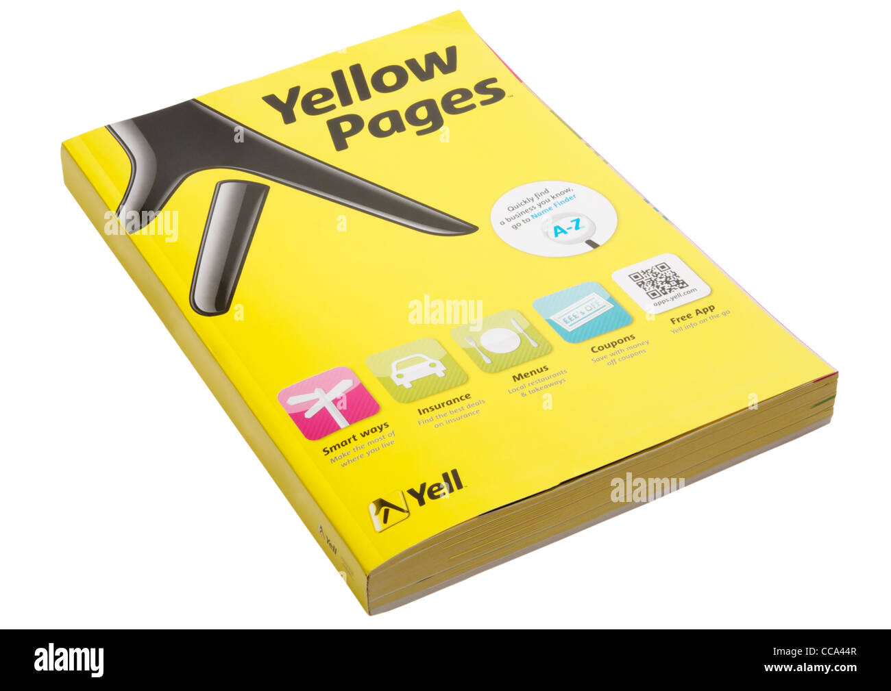 L'annuaire pages jaunes sur fond blanc Banque D'Images