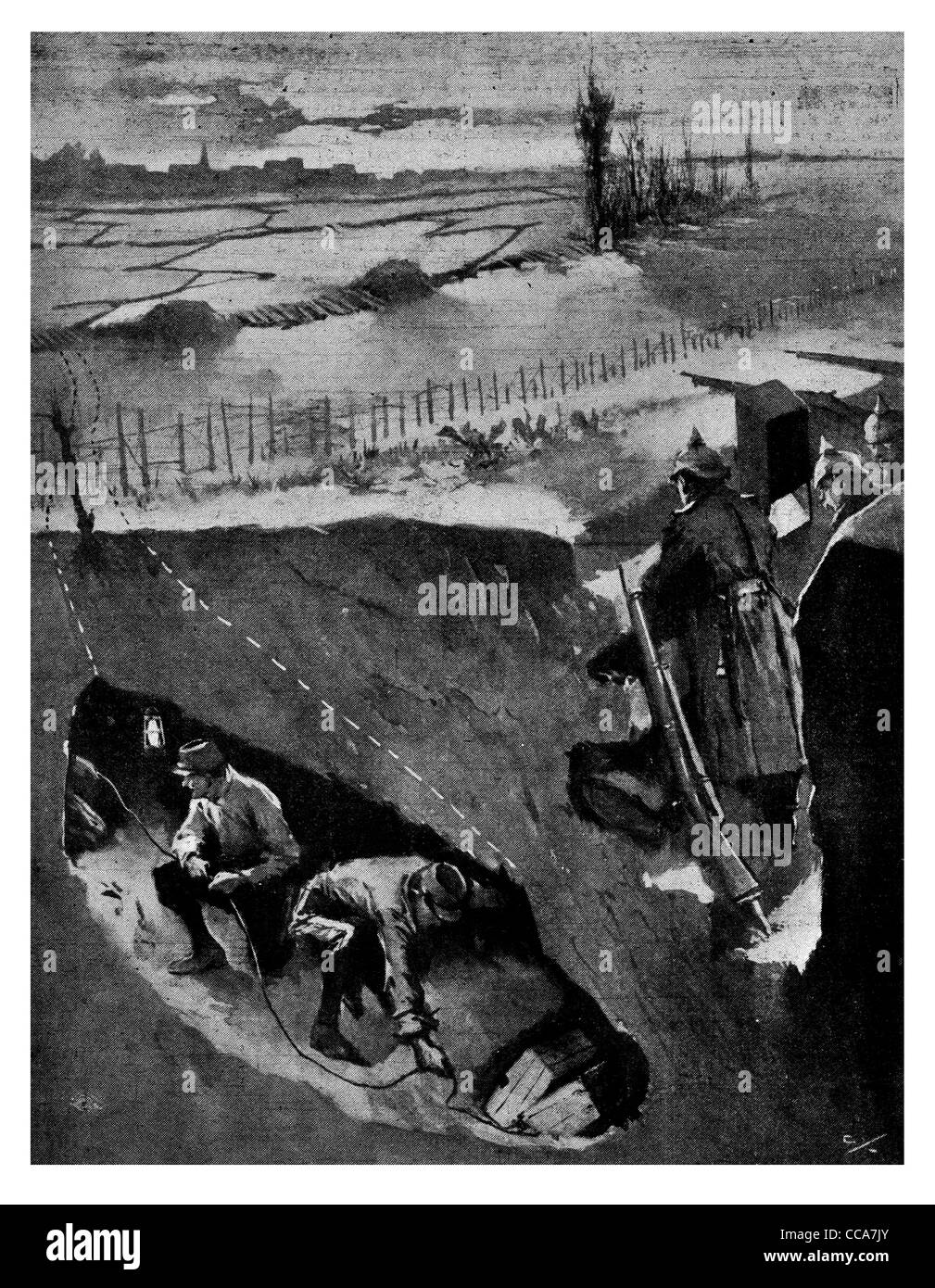 1915 voies souterraines tranchées tranchée tunnel Dynamite British Royal Engineers charge explosive allemand mine Somme Banque D'Images