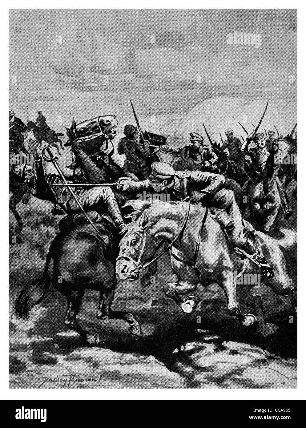 Sabre de cavalerie hongrois 1916 SABRE LANCE SABRE attaque de charge charge cheval stagging blessant mortellement blessé blessé stab Banque D'Images