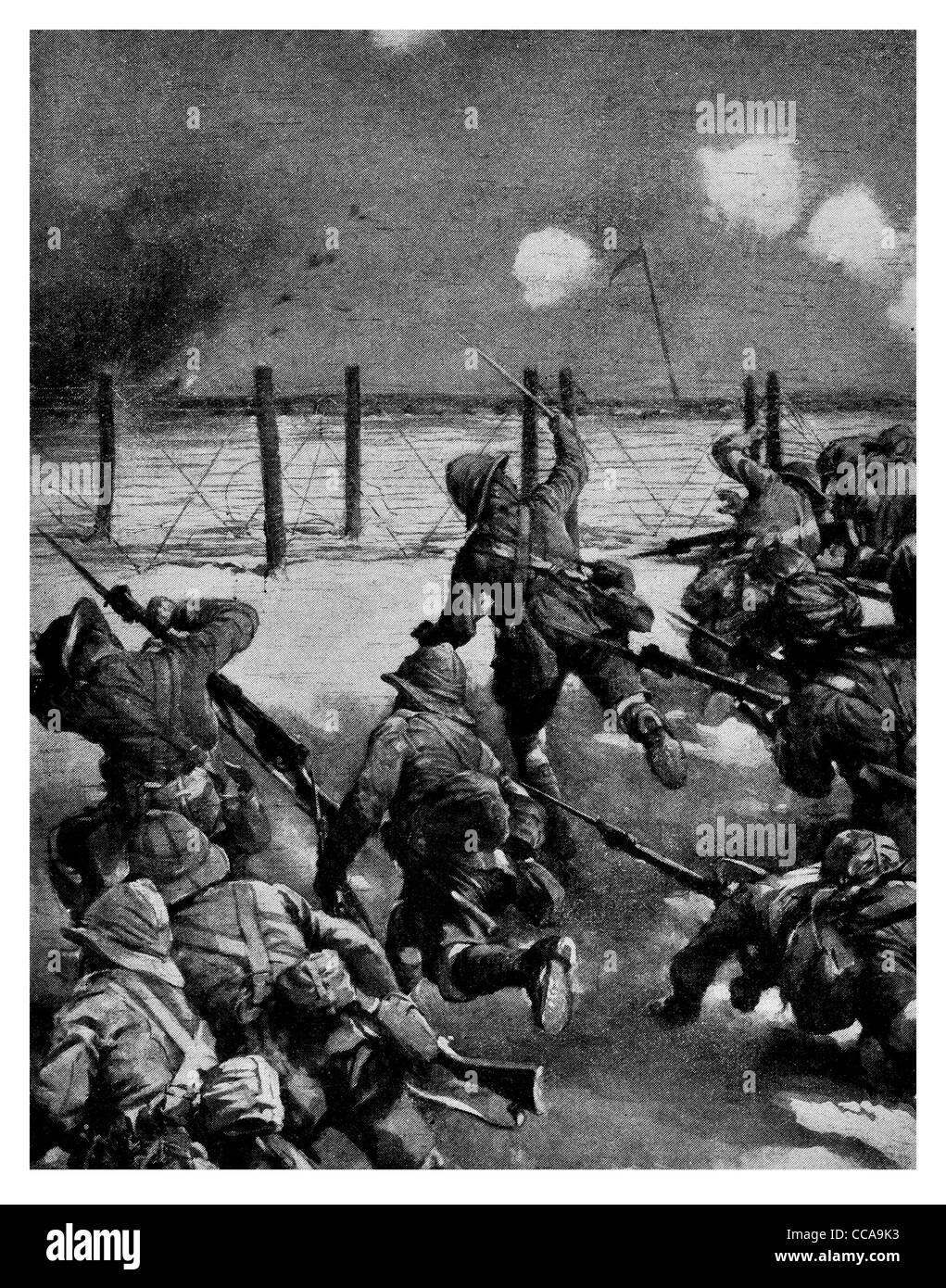 28 Septembre 1916 2e Régiment Charge désert Dorset Kut-Al-Imara de Townsend général contre la baïonnette fusil turc Banque D'Images