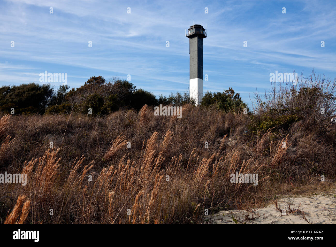 Le phare de charleston situé sur l'Île Sullivan en Caroline du Sud Banque D'Images