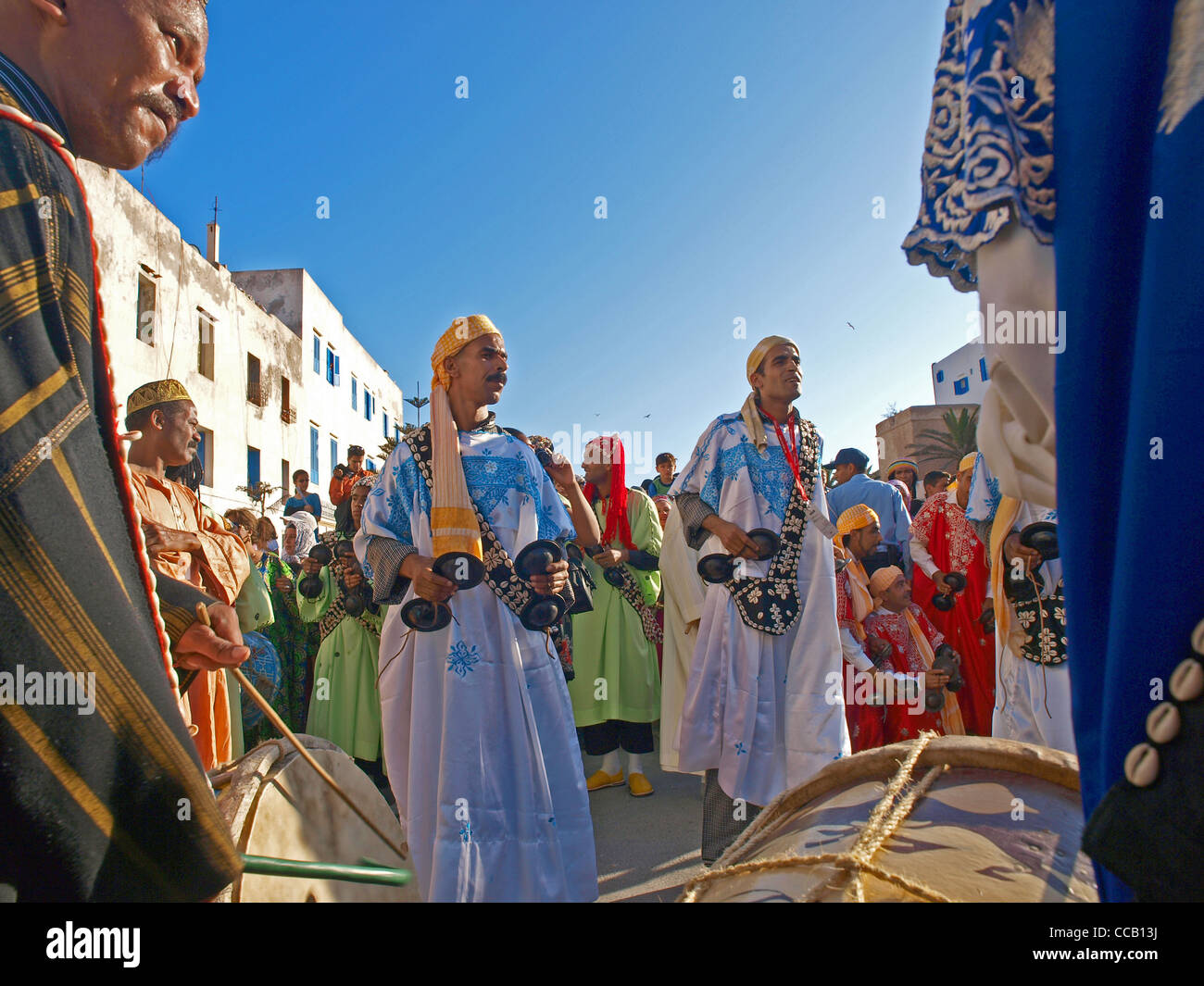 Musiciens berbères au Festival Gnaoua d'Essaouira, Maroc Banque D'Images