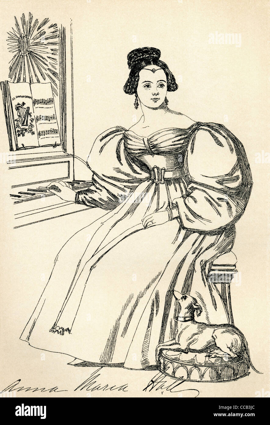 Anna Maria Hall, alias Mme L.C. (Hall, 1800 - 1881. Le romancier irlandais. À partir de la galerie de portraits Maclise, publié 1898. Banque D'Images