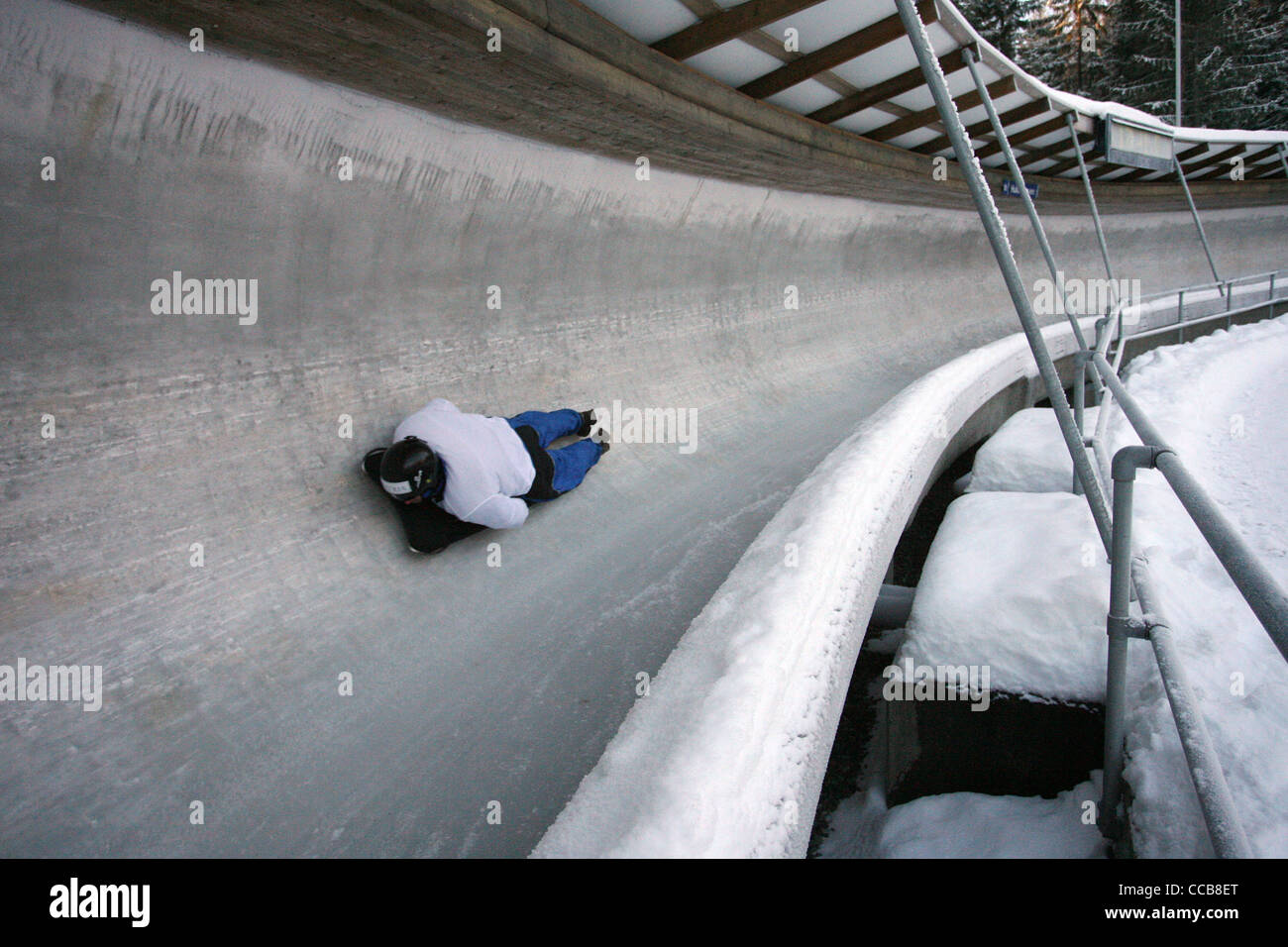 Jeux olympiques de bobsleigh et de skeleton à tourner au Parc olympique de Lillehammer, Norvège. Photo:Jeff Gilbert Banque D'Images