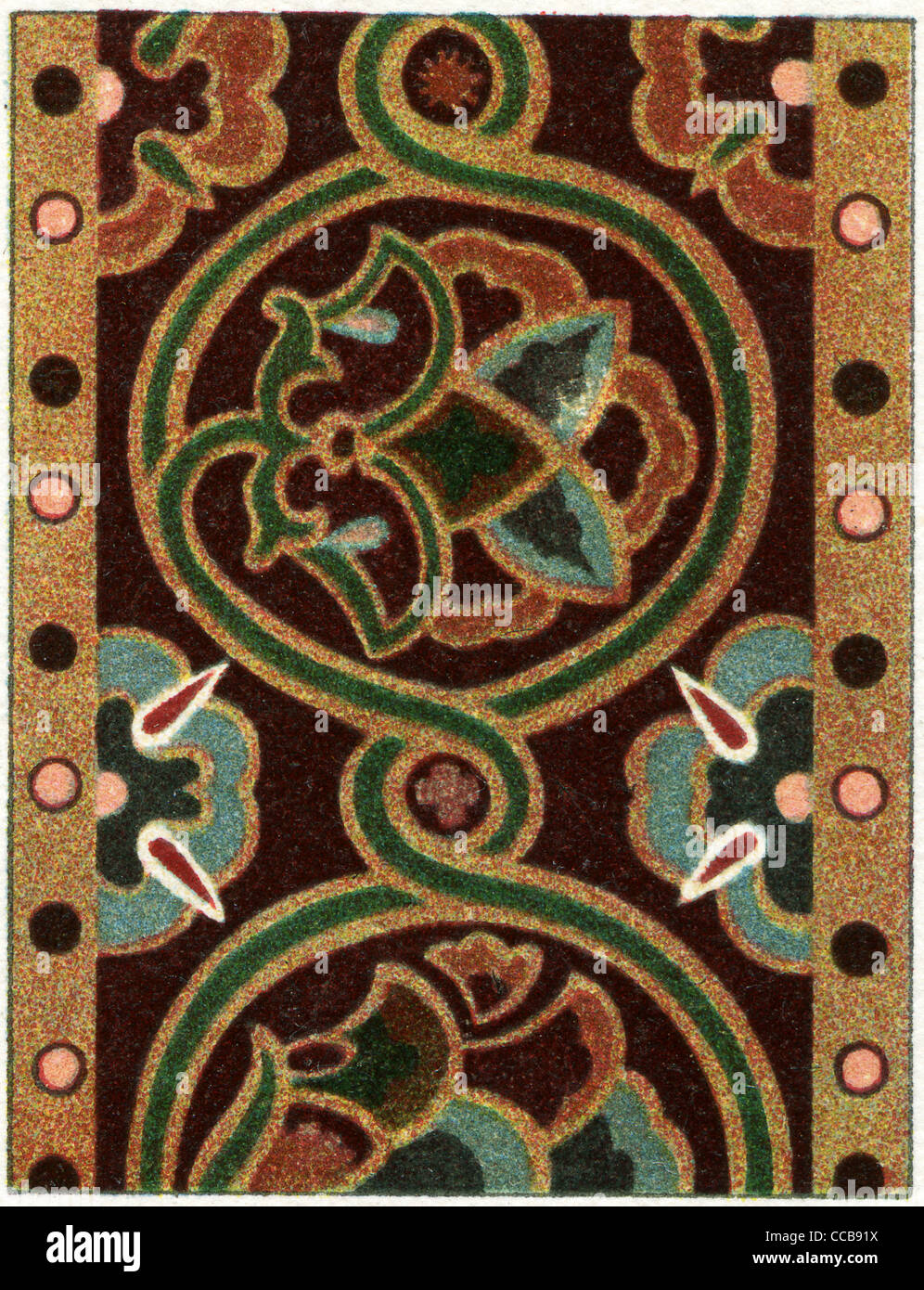 Modèle byzantin sur Damas soie (11e siècle). Banque D'Images