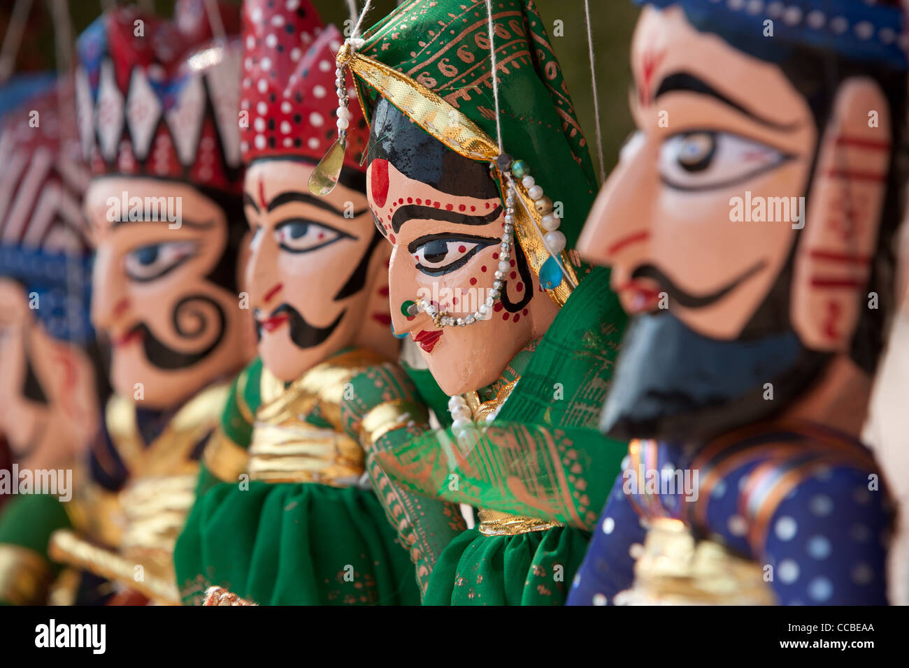 Poupées marionnette traditionnelle du Rajasthan en vente comme souvenirs au Rajasthan, Inde Banque D'Images