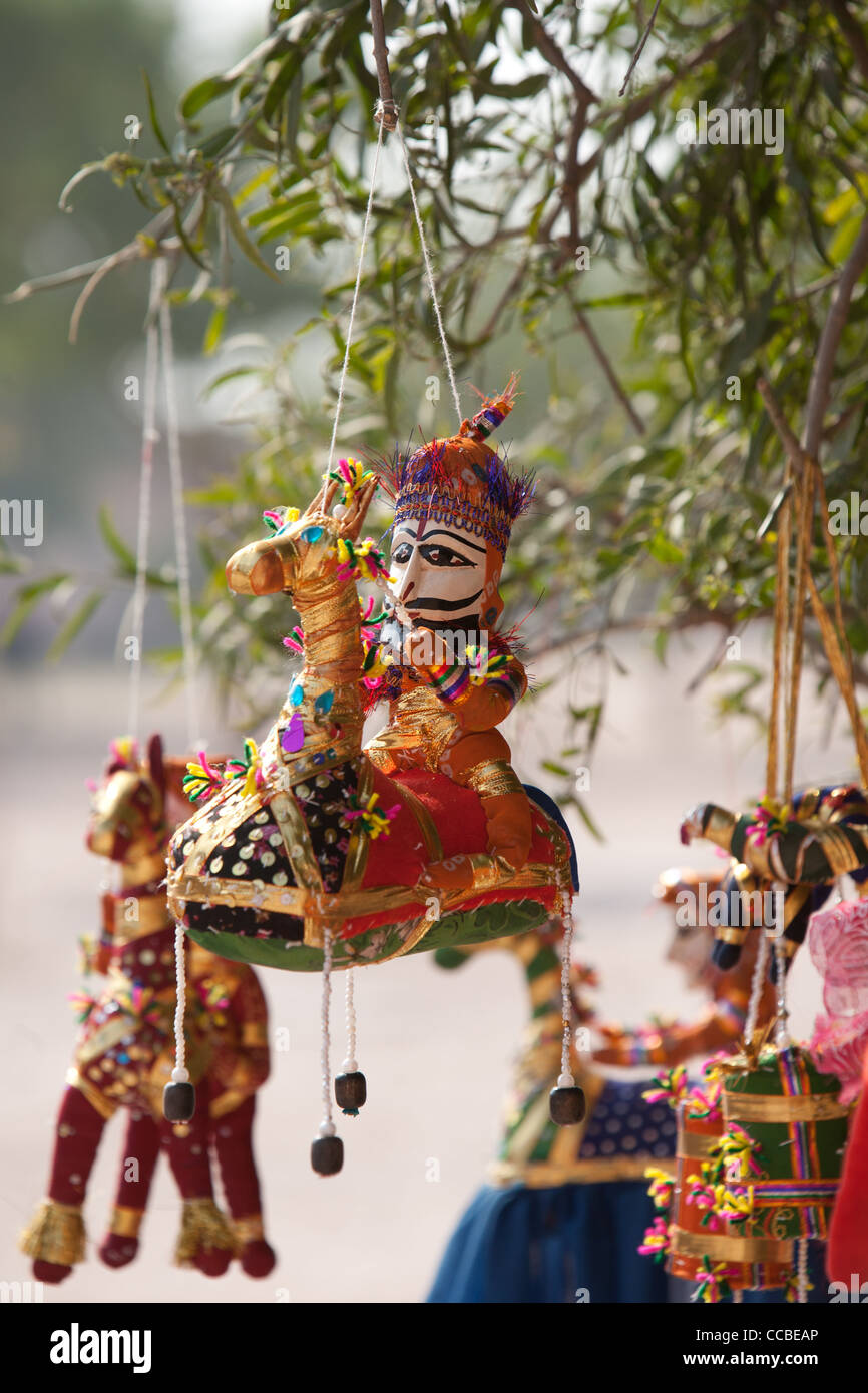 Poupées marionnette traditionnelle du Rajasthan en vente comme souvenirs au Rajasthan, Inde Banque D'Images