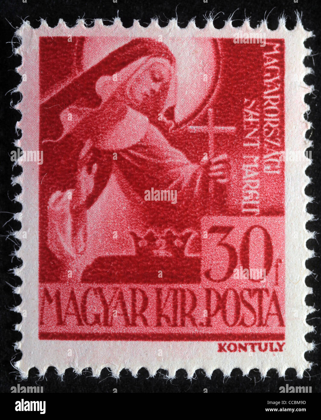 Timbres en Hongrie montre Sainte Marguerite de Hongrie, vers 1944 Banque D'Images