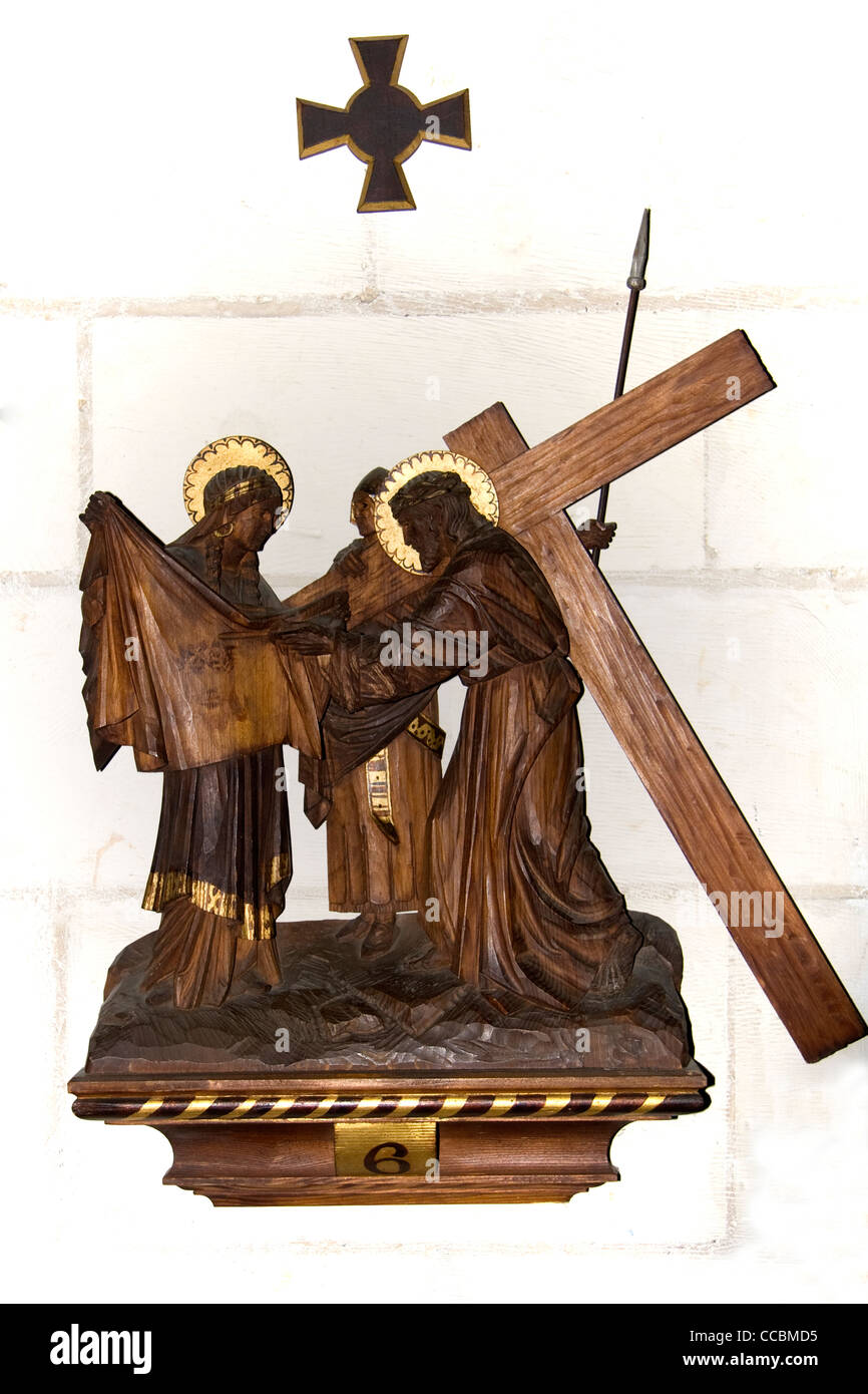 Sculpture sur bois religieux Chapelle Lancing Sussex Banque D'Images