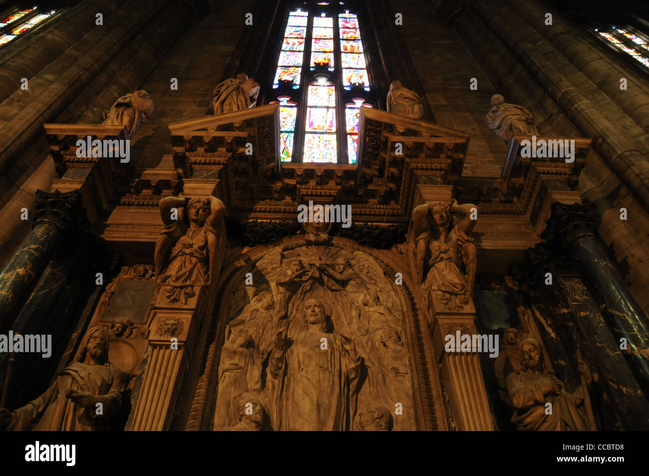 Duomo, de l'intérieur, plafonnier, Milan, Lombardie, Italie, Europe Banque D'Images