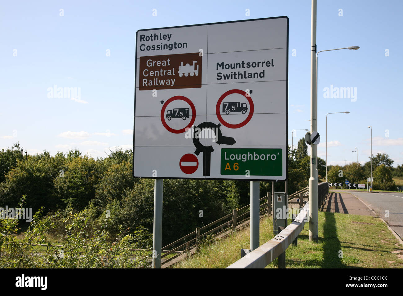 Directions signe sur l'a6 dans le Leicestershire Banque D'Images