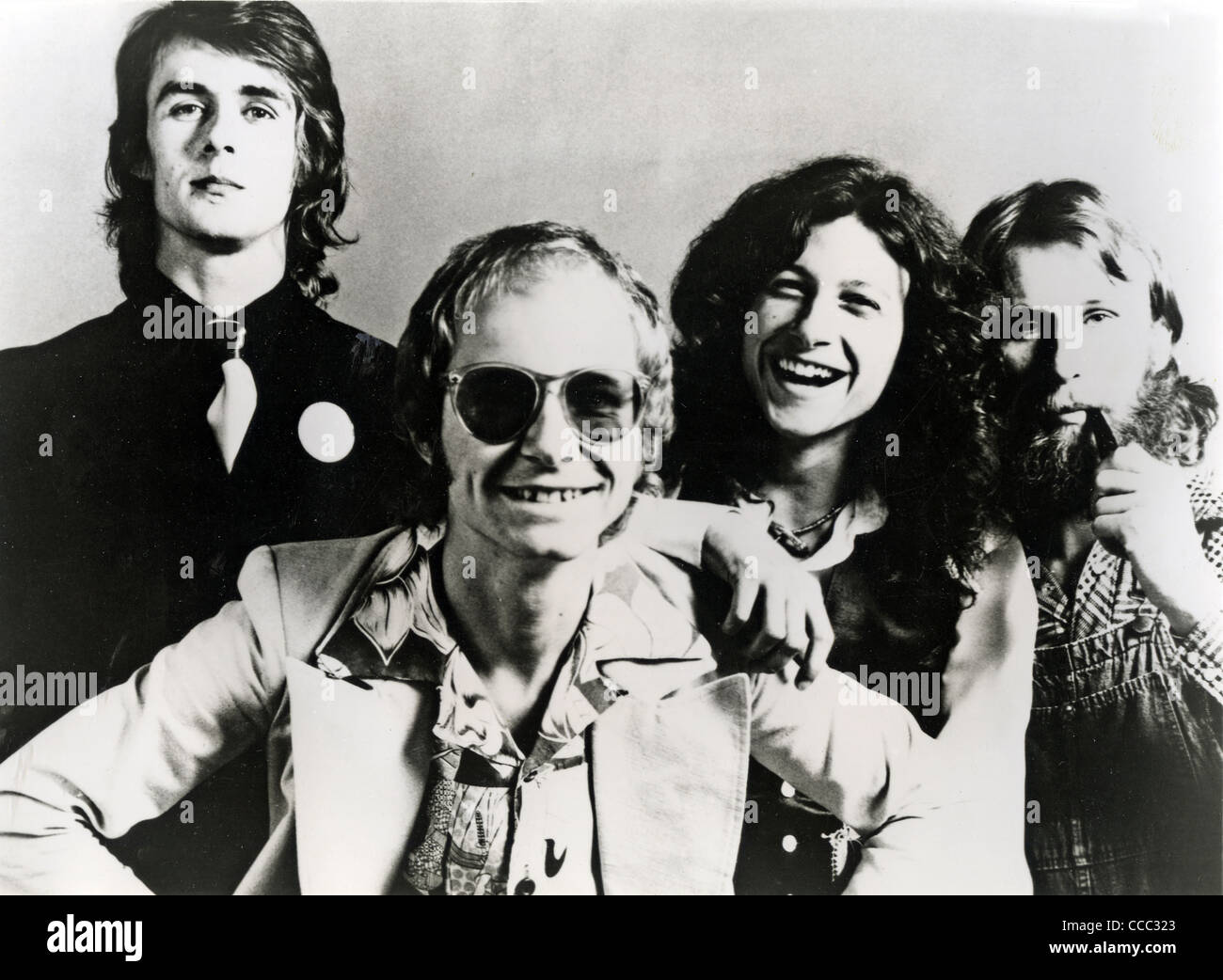 WISHBONE ASH photo promotionnelle de groupe de rock britannique de 1973. De gauche à droite : Martin Turner, Steve Upton, Laurie Wisefield, Andy Powell Banque D'Images