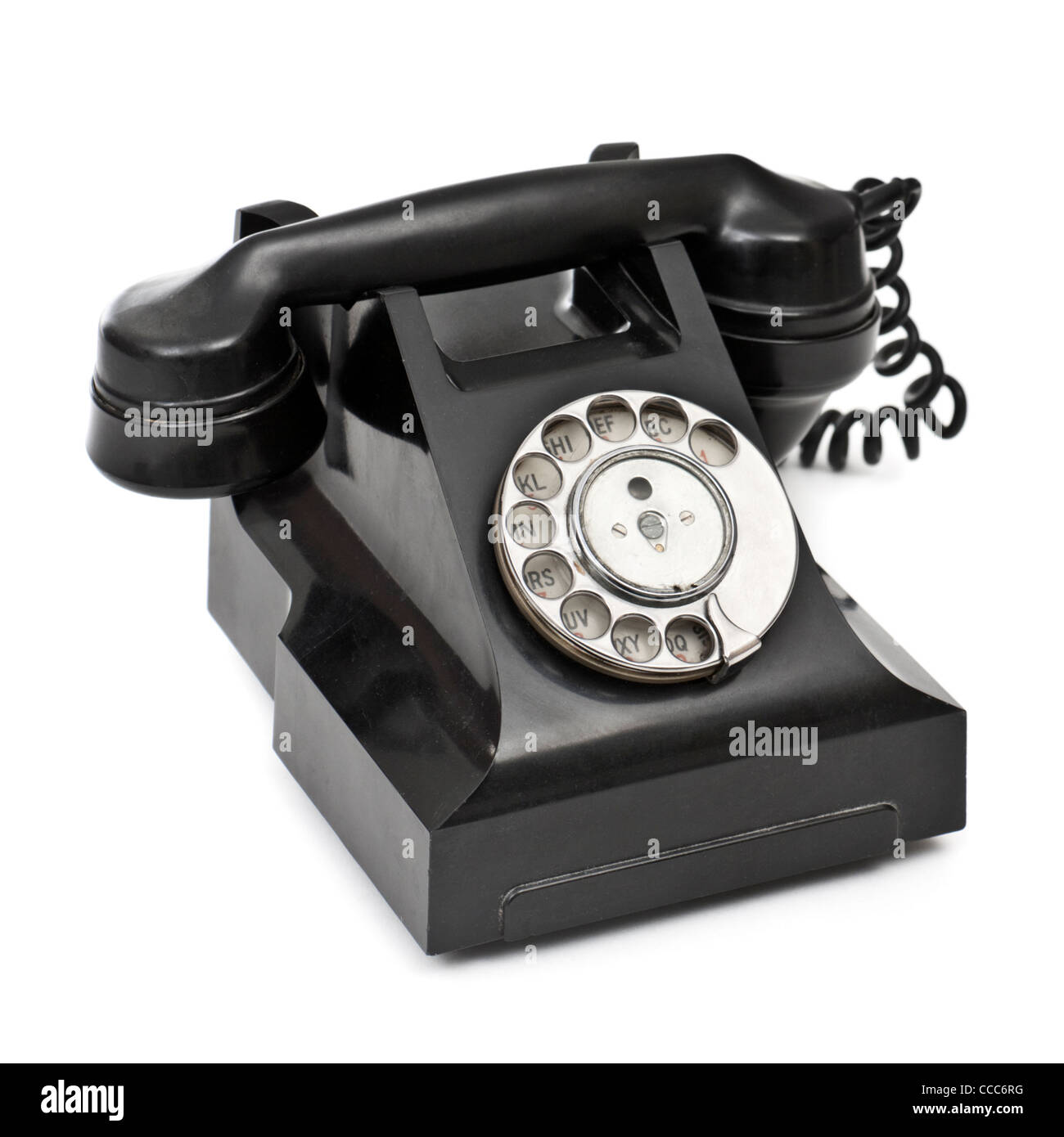 1930 GPO Britannique bakélite cadran rotatif accueil téléphone (modèle 332L, FWR 65/2) Banque D'Images