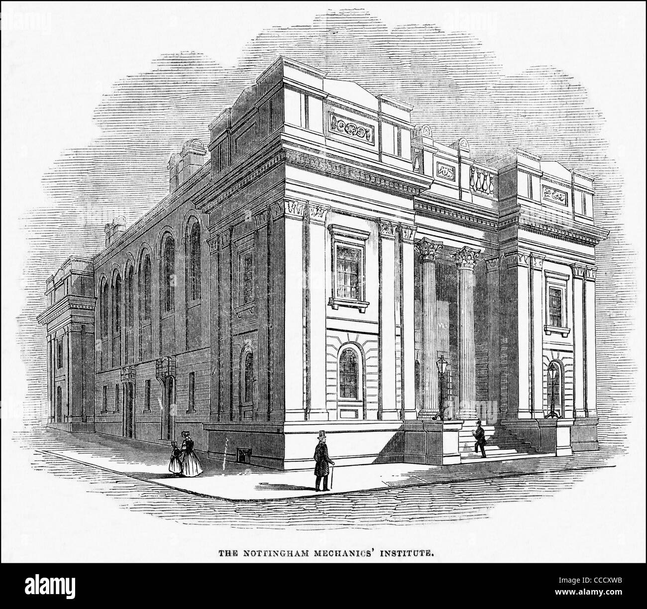 Circa 1844 gravure victorienne de l'Institut de Mécanique de Nottingham England UK Banque D'Images