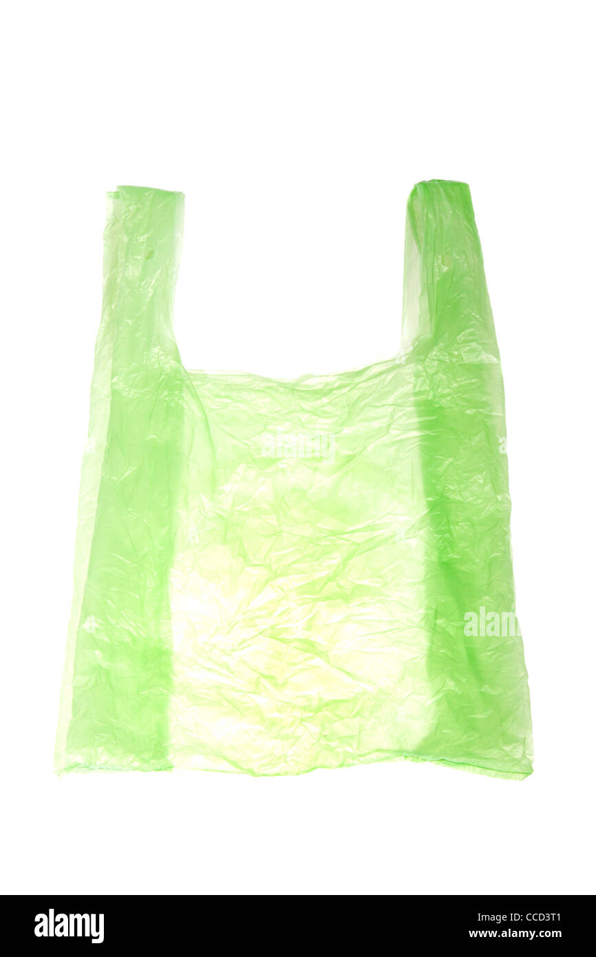 Sac en plastique vide, photo sur le fond blanc Banque D'Images