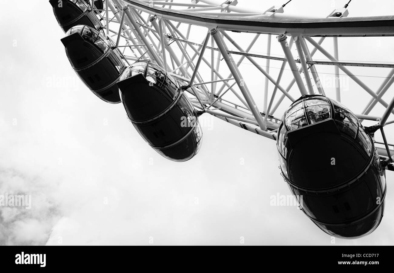 Un détail de la grande roue London Eye, Londres, Angleterre. Banque D'Images