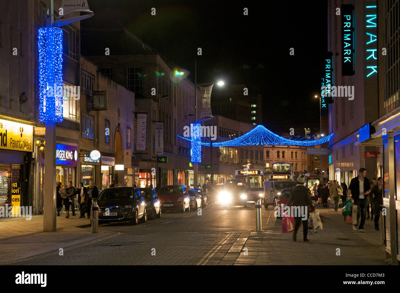 Achats de Noël street, Bristol Broadmead, UK Banque D'Images