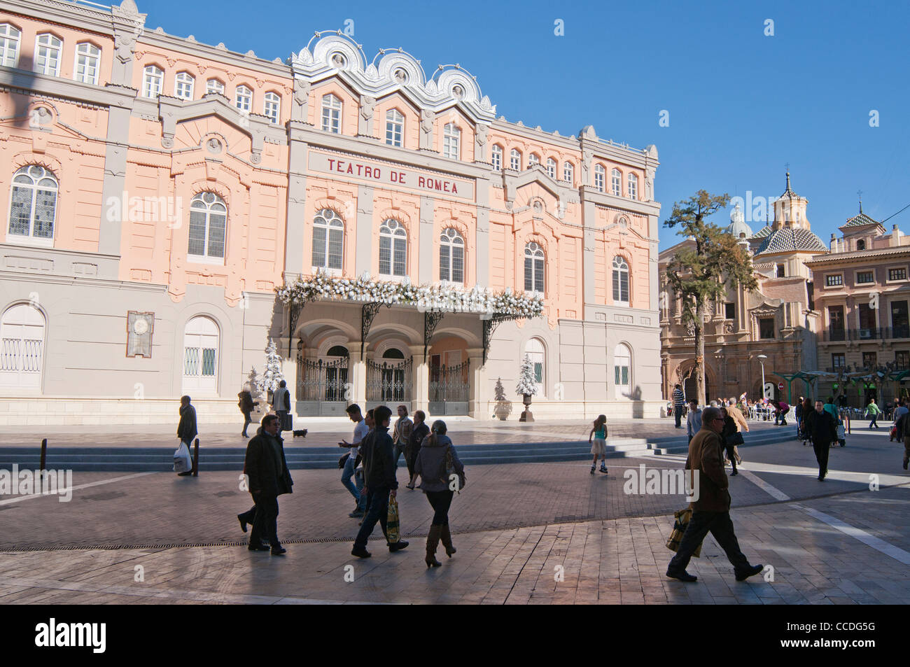 Façade du théâtre Romea Murcia, au Sud Est de l'Espagne. Banque D'Images