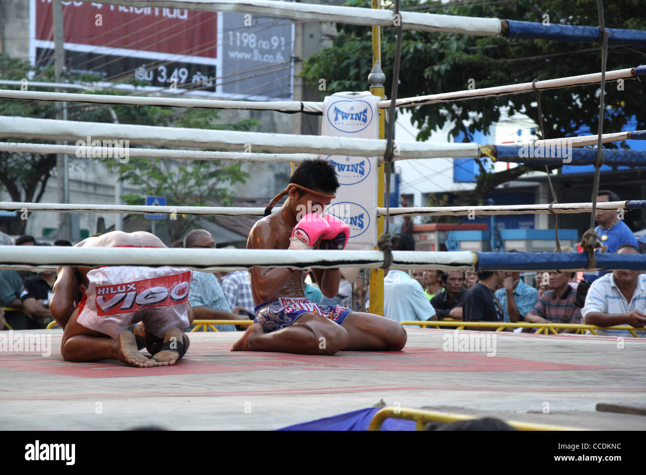 La séquence d'agenouillement , Wai Khru Muay Thai Boxing Banque D'Images