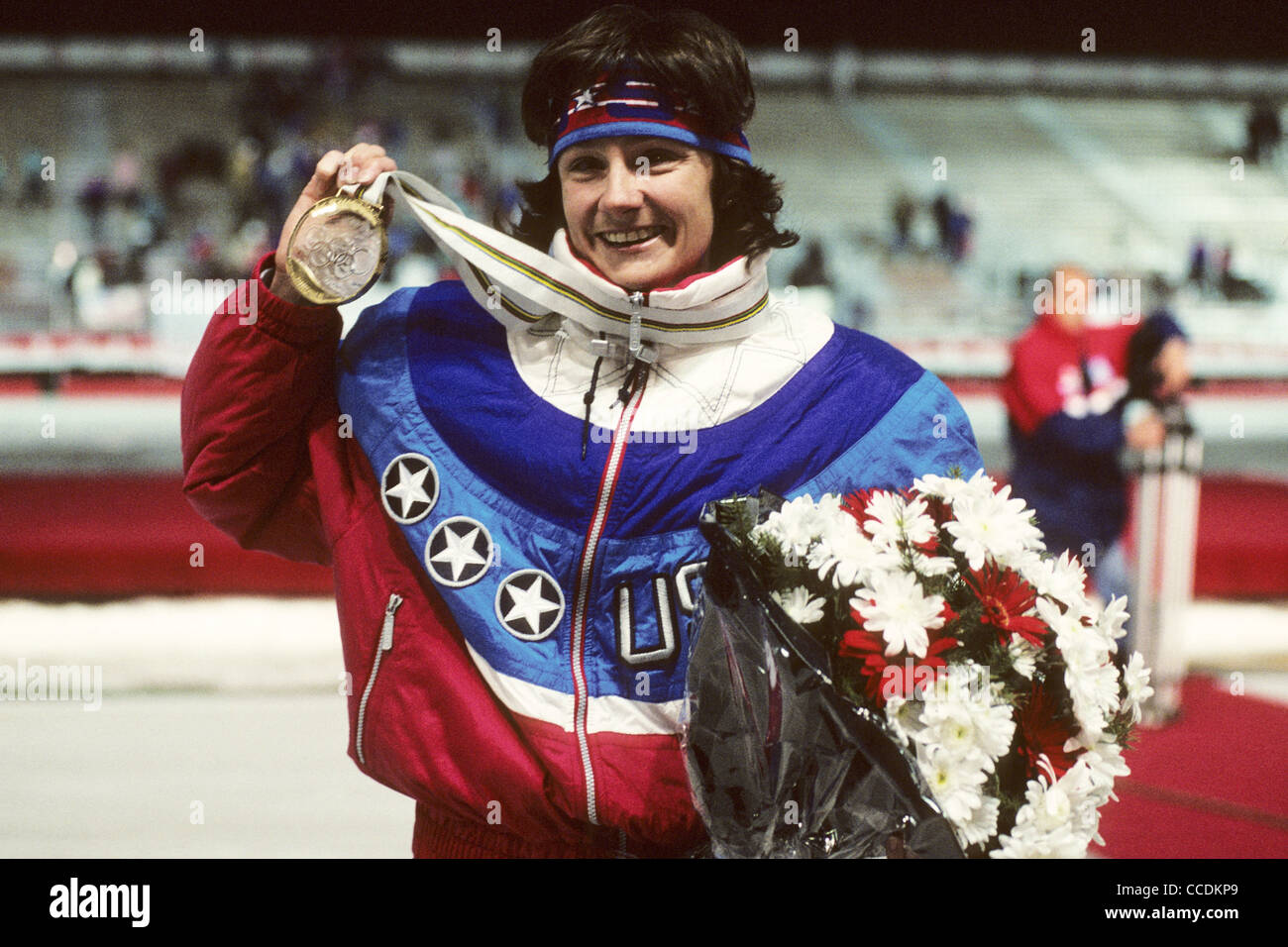 Bonnie BLAIR USA 500m médaillé d,1992 Jeux Olympiques d'Albertville en France Banque D'Images