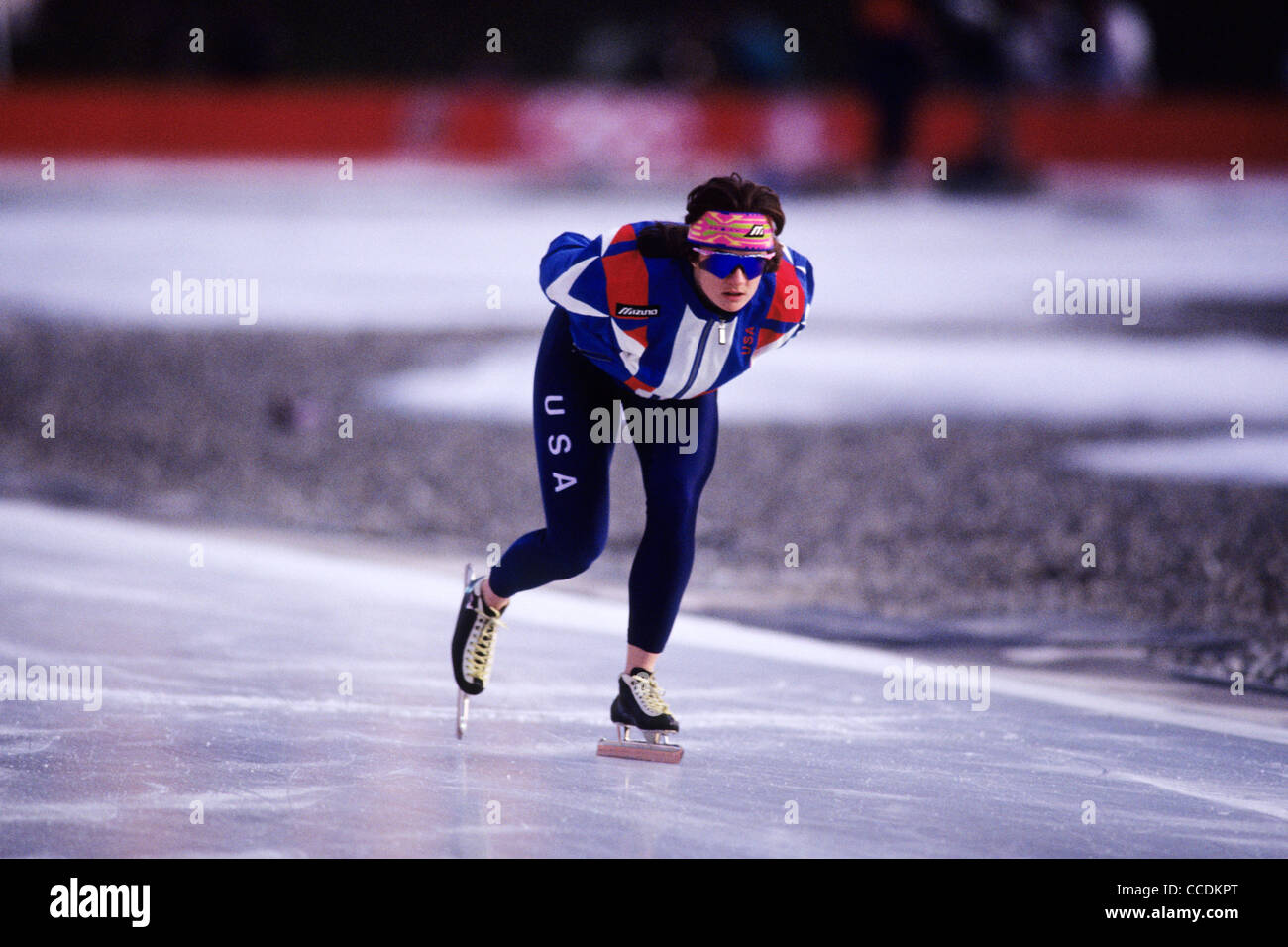 Bonnie BLAIR USA 1000m,médaille d'or aux Jeux Olympiques d'hiver 1992 Albertville France Banque D'Images