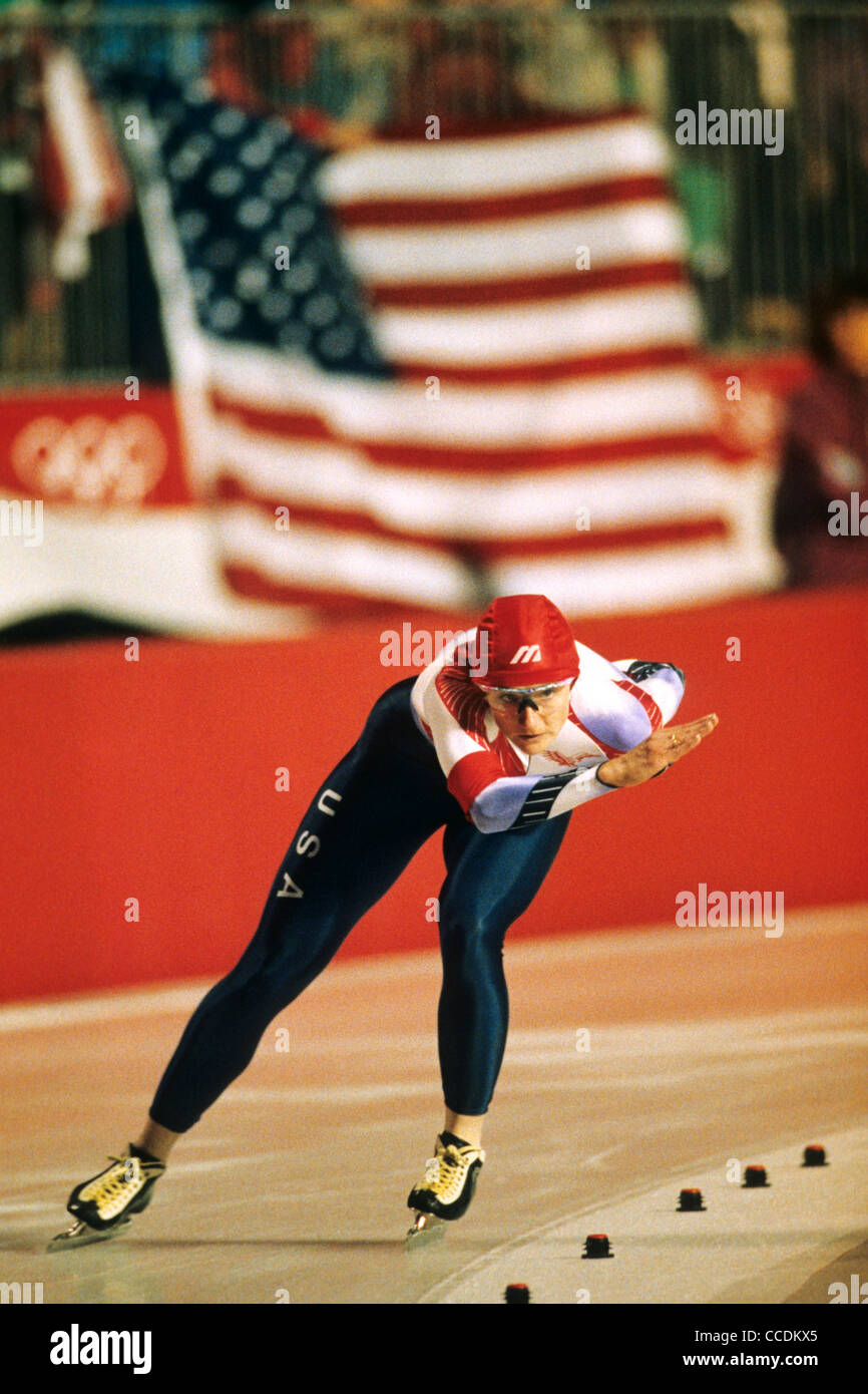 Bonnie BLAIR USA 1992 Jeux Olympiques d'Albertville en France Banque D'Images