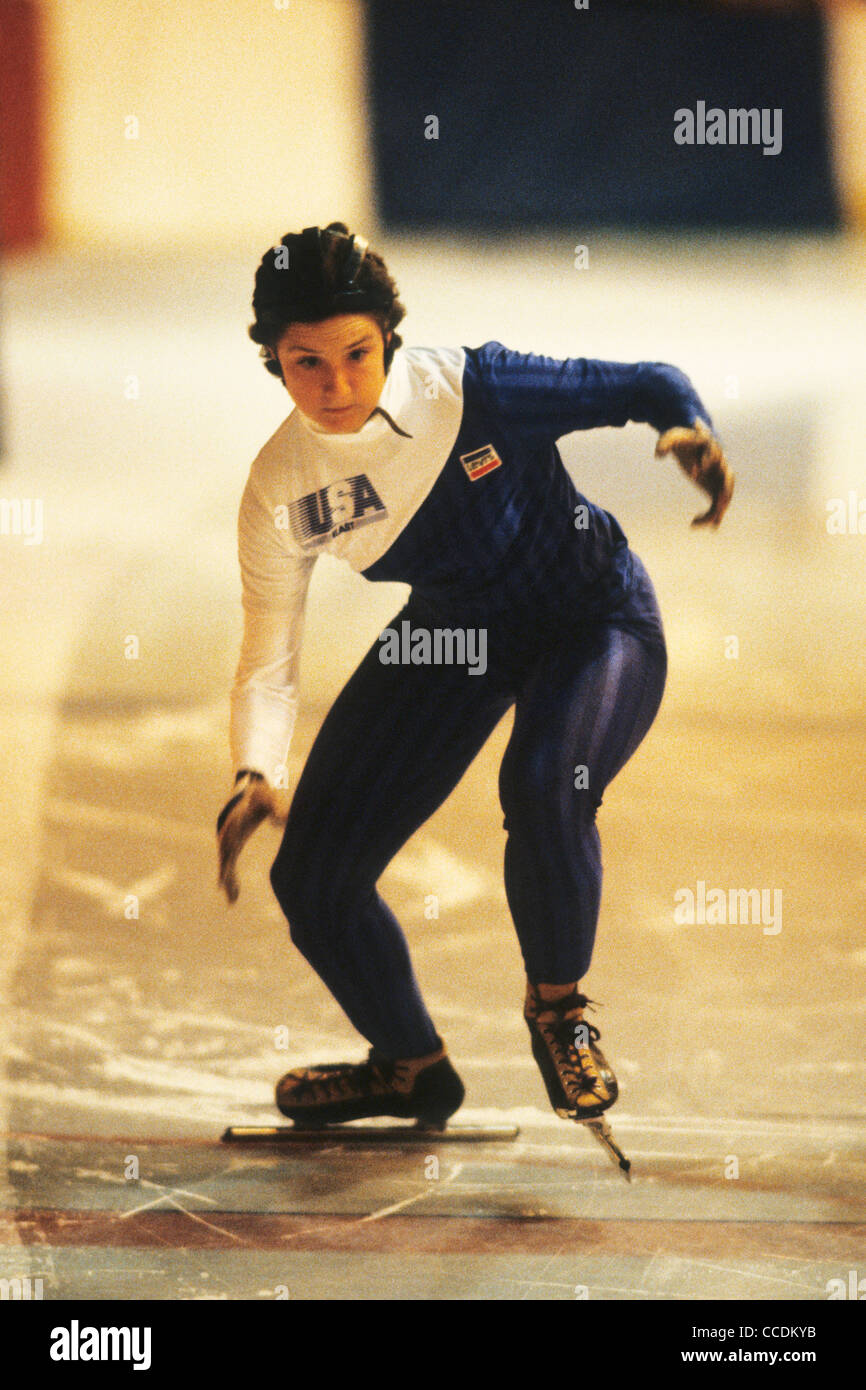 Bonnie BLAIR USA en compétition au Festival national des sports 1983 Banque D'Images