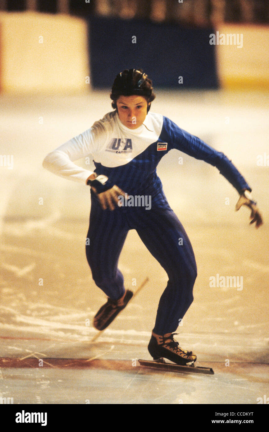 Bonnie BLAIR USA en compétition au Festival national des sports 1983 Banque D'Images