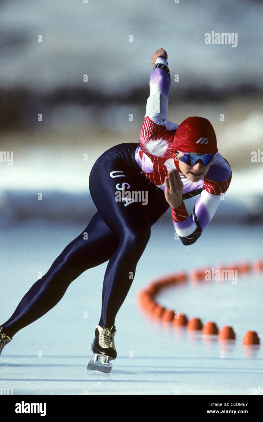 Bonnie BLAIR USA en compétition aux Championnats nationaux US 1993 Banque D'Images