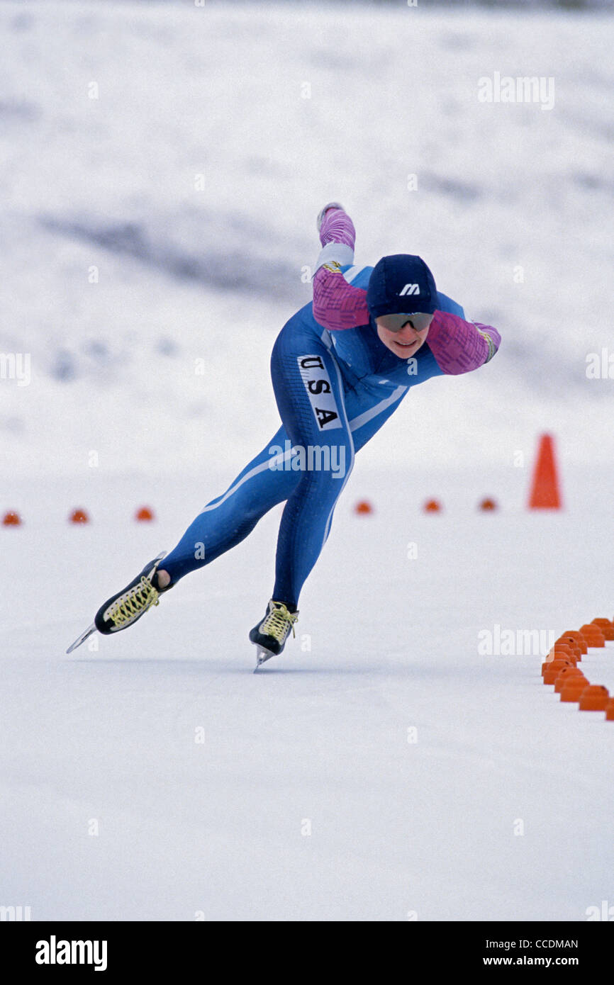 Bonnie BLAIR USA en compétition aux Championnats nationaux US 1993 Banque D'Images