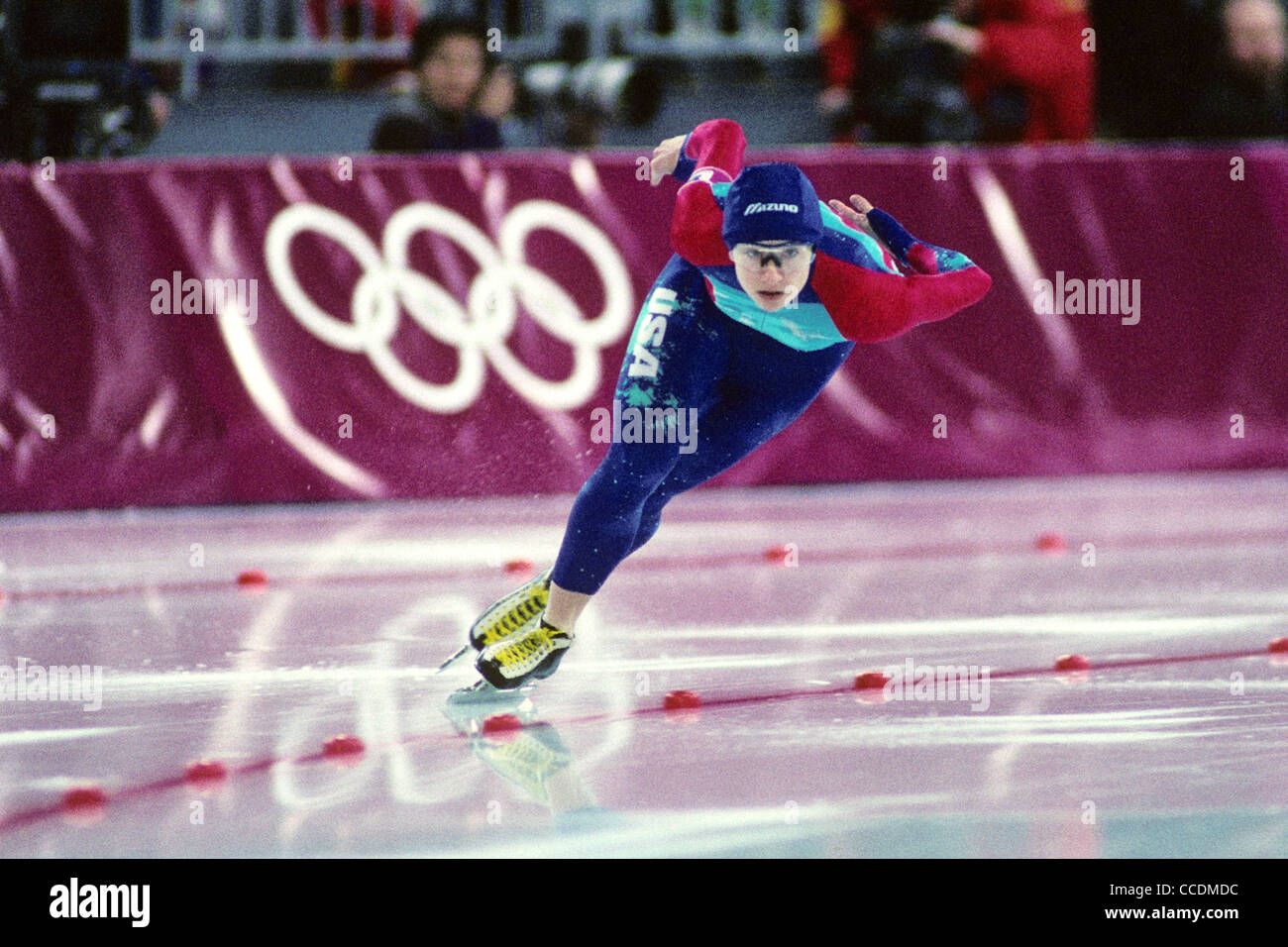 Bonnie BLAIR USA en compétition aux Jeux Olympiques d'hiver de 1994, Lillehammer, Norvège. Banque D'Images