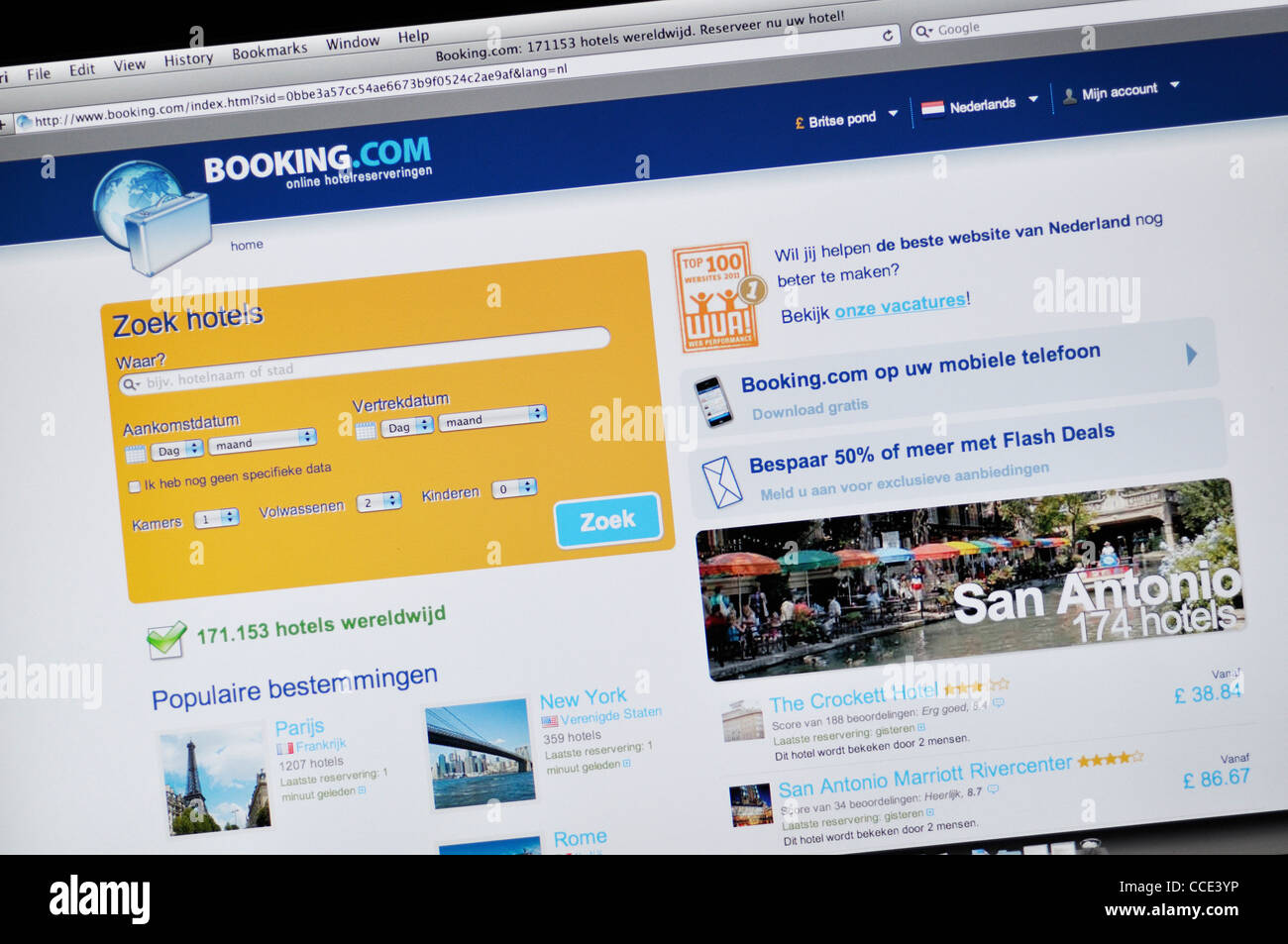 Booking.com - hôtel réservation, d'examen et de recherche sur site en néerlandais Banque D'Images