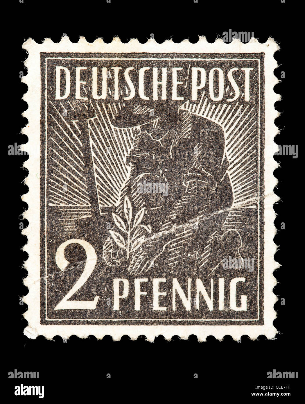 Timbre-poste : Deutsche Post, SEMOIR, 2 pfennig, 1947, parfait état Banque D'Images