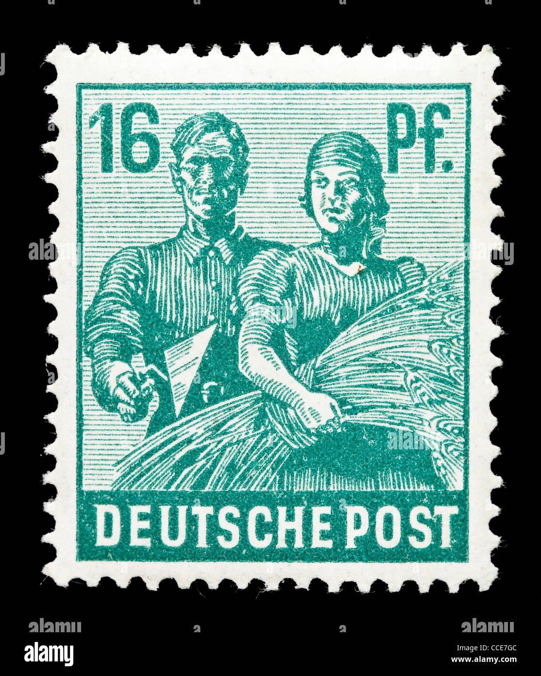 Timbre-poste : Deutsche Post, semoir, 16 Pfennig, 1947, parfait état Banque D'Images