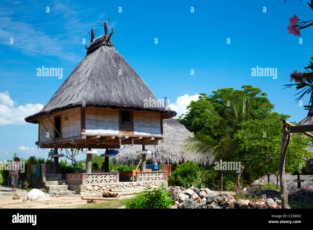 Maisons de Style Fataluku, Laga Timor-Leste (Timor oriental), l'Asie Banque D'Images